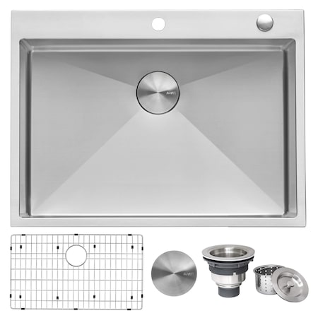 Ruvati 27 x 20 inch Drop-in 16 Gauge Stainless Steel Rounded Corners Topmount Kitchen Sink Single Bowl RVH8017